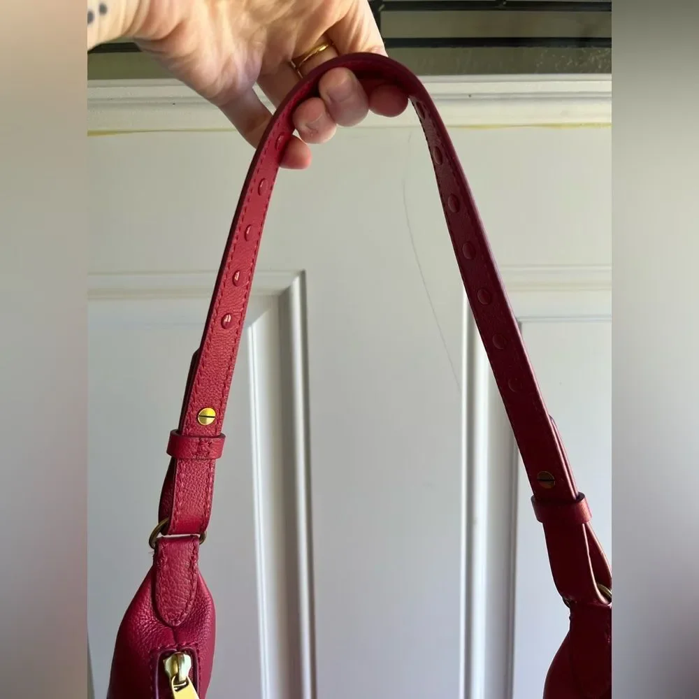 Fossil Women's Cleo Leather Hobo Shoulder Bag in Red Velvet